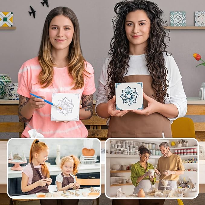 Air Dry Clay for Adults - Pottery kit for Beginner, Air Dry Clay w/Air Dy Clay Tools,White Dry Clay,Sculpting Tools, Gloss Varnish,DIY Plate Making Kit for Arts & Crafts,Christmas Gift