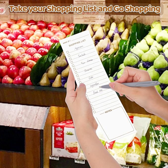 Meal Planner for fridge with Pen Holder, 60 Sheets 7x10'' Magnetic Meal Planner and Grocery List with Tear off Shopping List for Meal Planning and Shopping, Simple