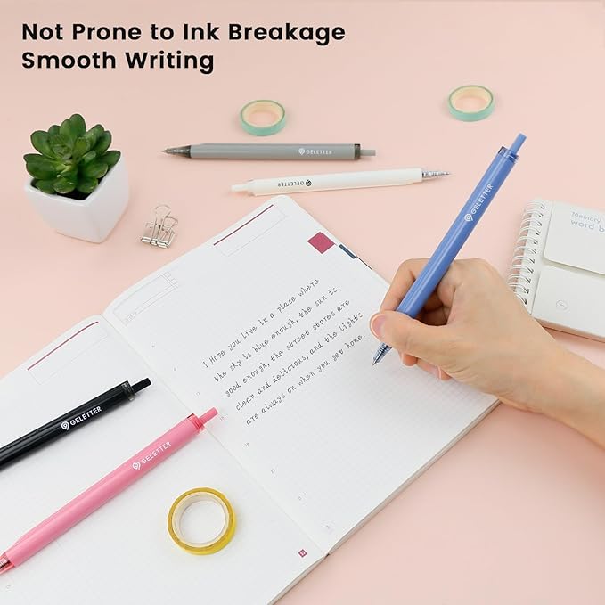 Gel Pens with Ruler Scales Barrel, 5 Pcs 0.5mm Retractable Fine Point Pens for Precise Writing and Drawing, Quick-Dry Ink, Ideal for Office and School Supplies, Free Sticky Notes