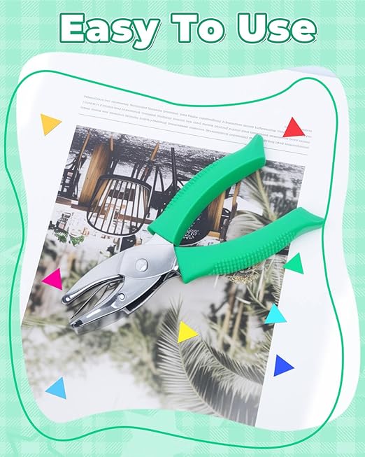 UCEC 1/4" Triangle Hole Punch Metal Handheld Paper Punch Single Hole Tag Punch, Small Triangle Shape Hole Puncher Back to School Supplies for Scrapbook DIY Craft in Home Office Classroom