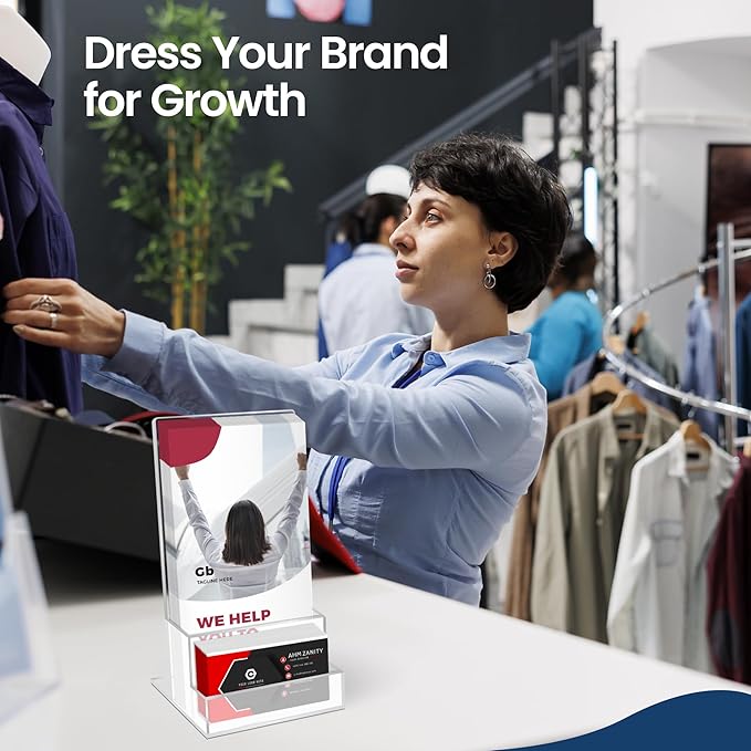 2 Pack Acrylic Brochure Holder Stand 4‘’, Clear brochure and business Rack Card Holder Stand, Plastic Flyer Display Stand for Magazine, Pamphlet, Booklets, Menu, Journals, Business Card