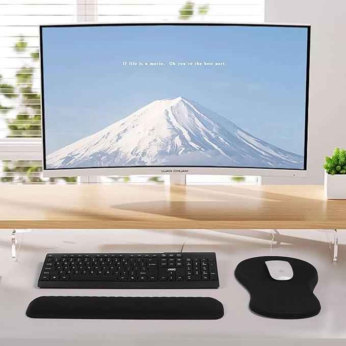 MEKASS Ergonomic Mouse Pad and Keyboard Wrist Rest Set, Super Soft Memory Foam Desk Wrist Support for Computer Keyboard, Non-Slip Arm Palm Rests Cushion for Typing Gaming Office (Jungle of Flowers)