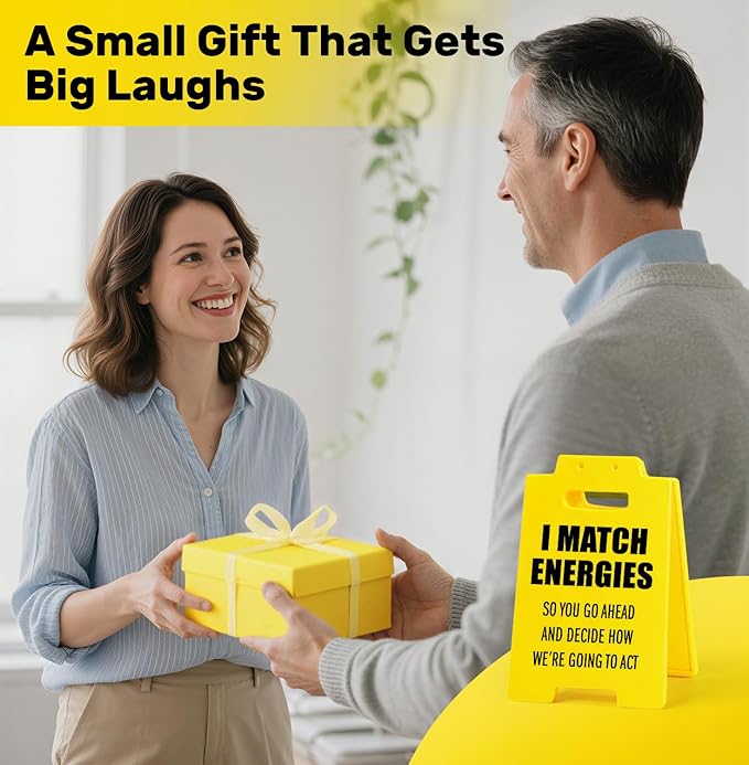 I Match Energies Desk Sign – Funny Office Decor for Work, Funny Desk Accessories for Women, Unique Coworker Gifts, Bold Attitude Office Sign