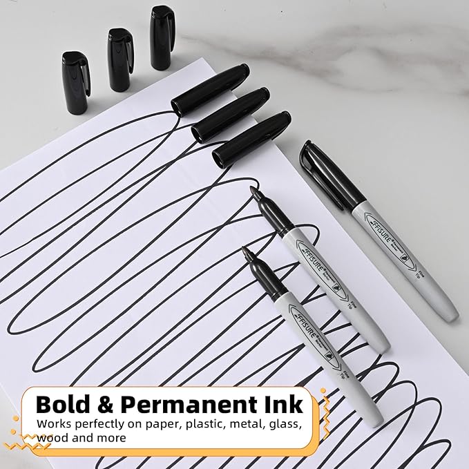 Permanent markers, 40 packs permanent markers bulk, quick drying in one second, smooth, not easy to erase, durable, can be marked on glass, tiles and cloth, office supplies,Gray shell