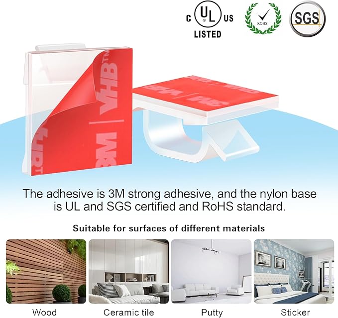 120PCS XHF Adhesive Cable Wire Clips Clear, Cable Holder Staples Outdoor Cable Management Wire Organizer Cord for Under Desk, Car, Wall, TV PC Ethernet Cable