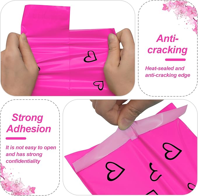 JinRuiKJ Thank You Poly Mailer 6x9 Inch 100 PCS, Shipping Bags for Clothing, Packaging Bags for Small Business, Strong Adhensive, Waterproof and Tear-Resistant Mailing Envelopes, Rose Red