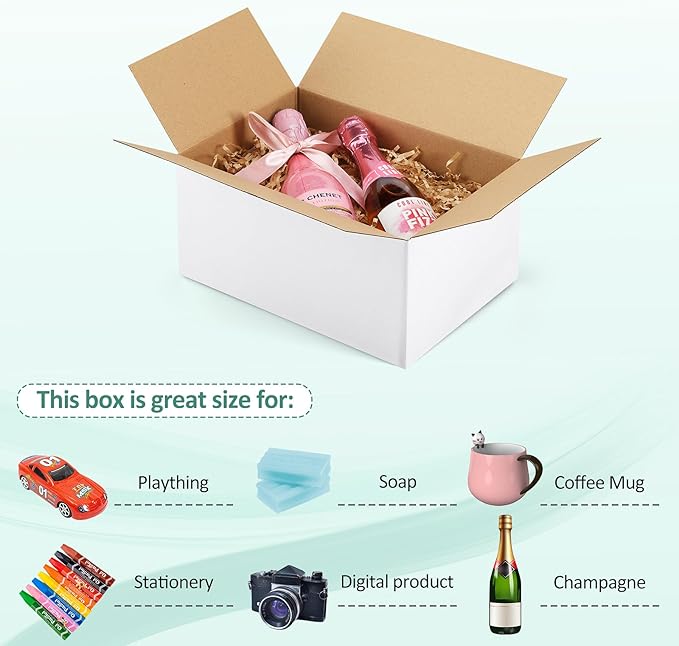 Eupako 10x7x5-Small-Shipping-Boxes-30-Pack-White-Corrugated-Box-Mailers, Cardboard Boxes for Packaging Small Business, Mailing