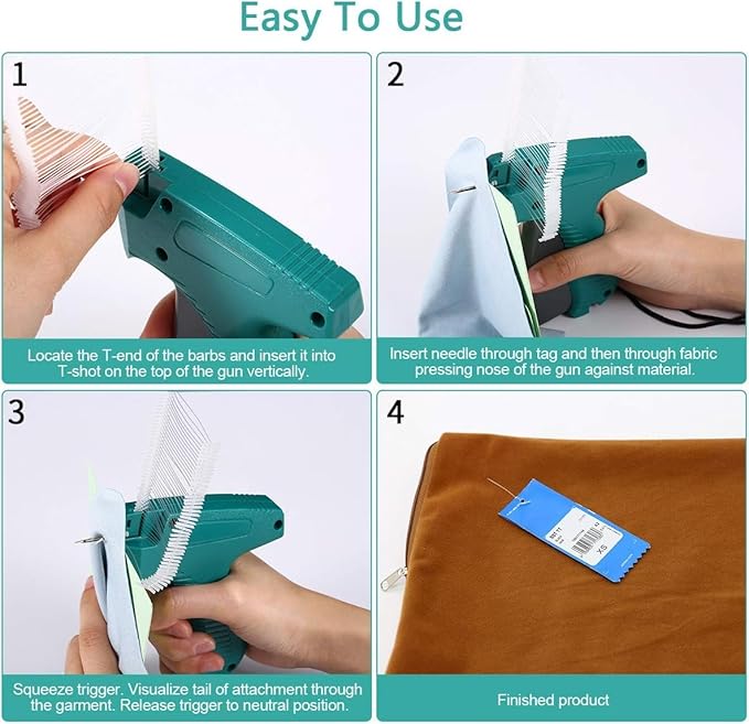 Price Tagging Gun for Clothing,(Not Stitch Gun)Standard Retail Price Tag Attacher Gun Kit for Clothes Labeler with 6 Needles & 1000pcs 1" Barbs Fasteners & Organizer Bag for Store Warehouse Yard Sale