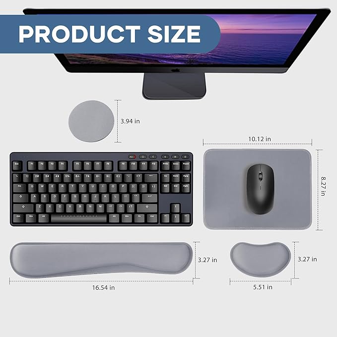 Office Ergonomic Memory Foam Computer Mouse and Keyboard Wrist Rest pad Support Carpal Tunnel, Wrist Rest for Keyboard and Mouse, Wrist Support Set