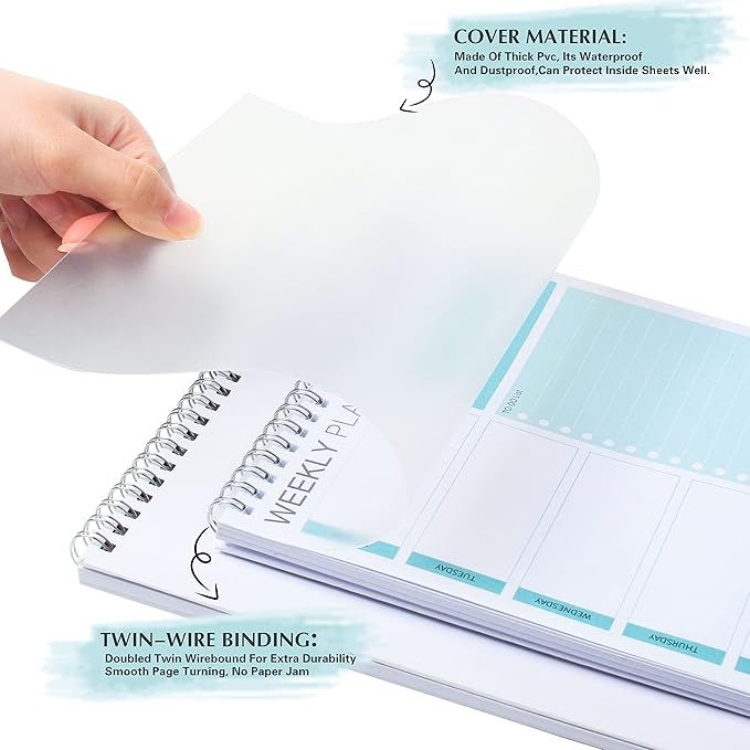 Weekly Planner Notepad,Spiral To Do List Undated Planning Pad, Weekly Organizer for Students, Weekly Agenda for Work & Daily Life, 52 Sheets, 6.5 x 9.8 in (Green)