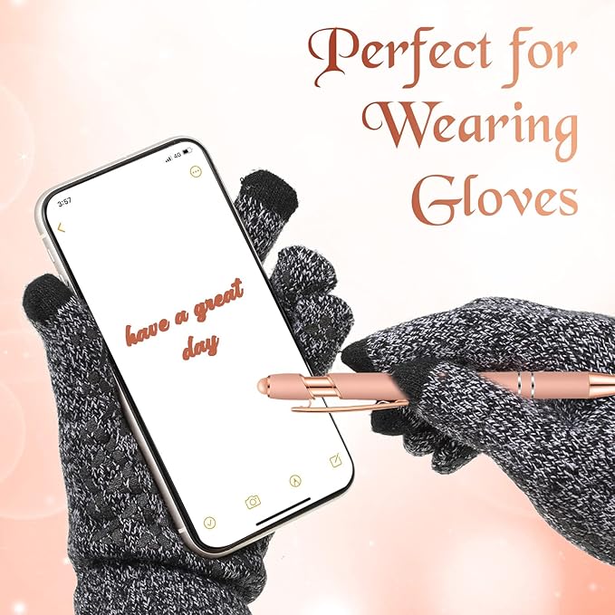 Tenare 12 Pieces 2 in 1 Stylus Metal Ballpoint Pen with Stylus Tip, 1.0 mm Black Ink Ballpoint Pen for Touch Screens(Rose Gold)