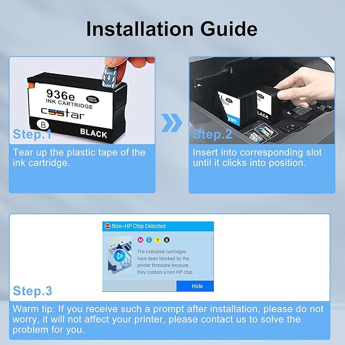 936e Ink cartridges Compatible Replacement for HP OfficeJet Pro 9110b/ 9120b/ 9130b/ 9720e/ 9730e Printers(BK/C/M/Y, 4 Pack)