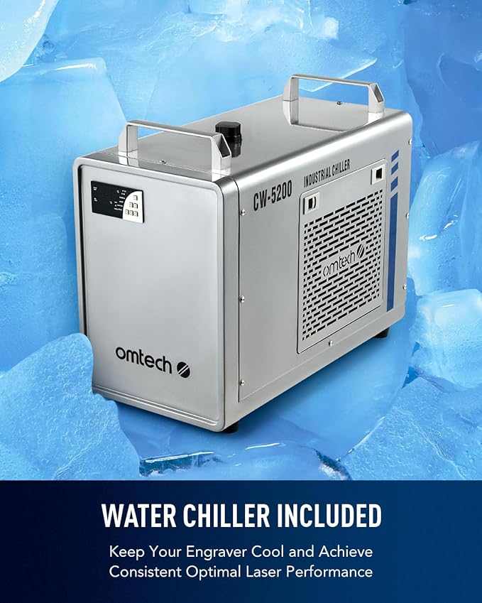 OMTech 90W CO2 Laser Engraver with LightBurn and Water Chiller, 20"x28" Laser Engraving Cutting Machine with Autofocus Autolift 4 Way Pass Air Assist, Commercial Laser Cutter