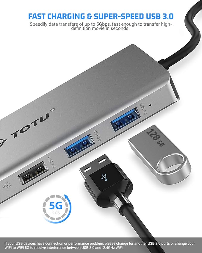 TOTU 13-in-1 USB-C Hub with Ethernet, 4K HDMI, VGA, PD, SD/TF Cards Reader, Mic/Audio Docking Station for MacBook Pro Air XPS and Other USB-C Laptops