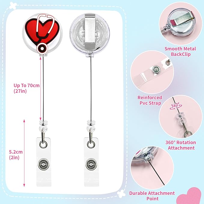 Nurse Pen with Badge Reel Holder Clip Combination,Nursing ID Badges Name Card Reels Novelty Gel Pens Funny Ballpoint Pen Nursing Charms Accessories Cna Work Supplies Nurse Week gifts Party Favors 20P