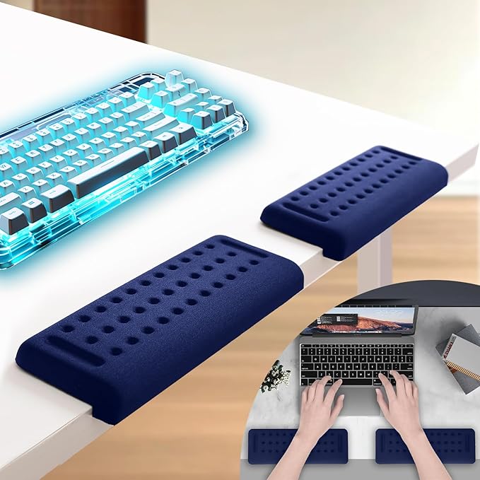 L-Shaped Ergonomic Keyboard Wrist Rest, Wrist Rest for Mouse, Wrist Pad Computer Wrist Support Designed Specifically for Comfortable Typing and Pain Relief, for Computer,Gaming, Office (Blue)