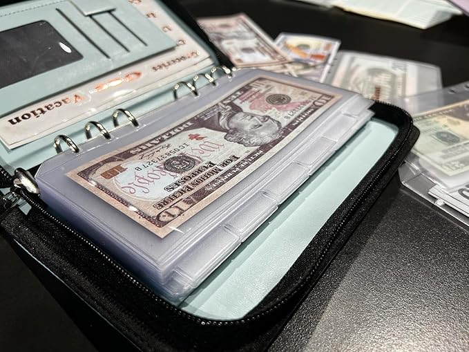 12PCS A6 Binder Pockets with No Zippers, Zipless Budget Envelopes with Index Bits Design, A6 Binder Pouch for 6 Ring Binder, Money Folder Organizer,Clear PVC Savings Challenges Envelopes,12PCS