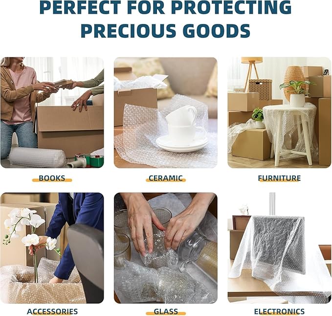 Metronic Bubble Cushioning Wrap 12 Pack 12 Inch x 432ft Total, Dense Bubble Packing Air Wrap Clear Bubble Packing Roll for Shipping and Moving Supplies, Perforated Every 12"