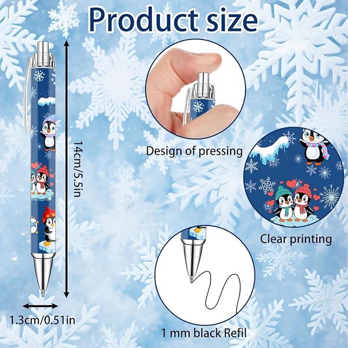 Idealmuzik Penguin Pens Set – Cute Penguin-Themed Gel Pens for Kids, Teachers, and Office Gift Exchange – Funny Penguin Designs – Perfect Stationery Gifts, Party Favors, and Stocking Stuffers, 8 Pack