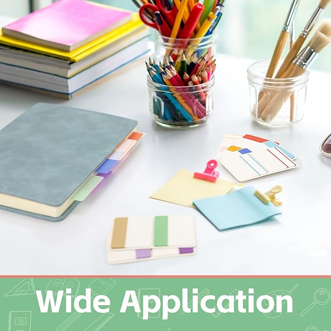 KICNIC 2 Inch Sticky Tabs Index Tabs 480 Pieces, Colored Reading Tabs Self Adhesive, Arrow Flags Pages Markers for Binder, Books, File Folders and Notebook [12 Colors] Writable, Repositionable