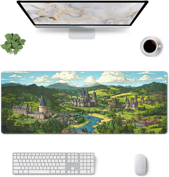 Anime Castle Desk Mat Large Gaming Mouse Pad Anime Castle Extended Mousepad Big in Laptop Computer Mouse Keyboard Mat for Office Desk Decor 31.5x12 in