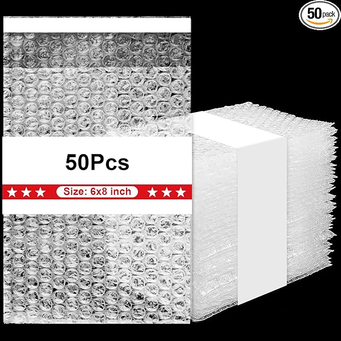 A&A Bubble Wrap Bags 6"X8" - 50pcs Small Bubble Wrap Pouches for Shipping, Packing Envelopes, and Bottles - Thin Bubble Wrap for Protection - Bubble Bags for Shipping and Packing Essentials