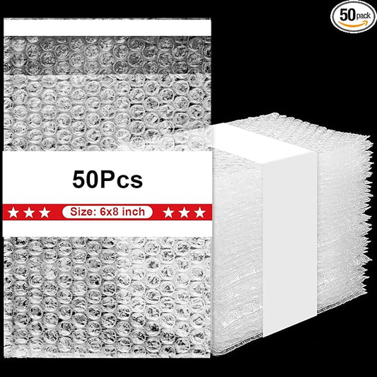 A&A Bubble Wrap Bags 6"X8" - 50pcs Small Bubble Wrap Pouches for Shipping, Packing Envelopes, and Bottles - Thin Bubble Wrap for Protection - Bubble Bags for Shipping and Packing Essentials