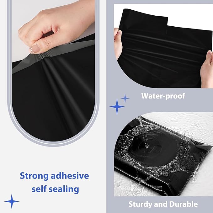 Fuxury 500 Pack 17.7x22" Black Large Poly Mailers Bulk,Waterproof Mailing Envelopes for Clothing,XL Strong Adhesive Self Seal Poly Shipping Bags for Postage Return Books Small Business