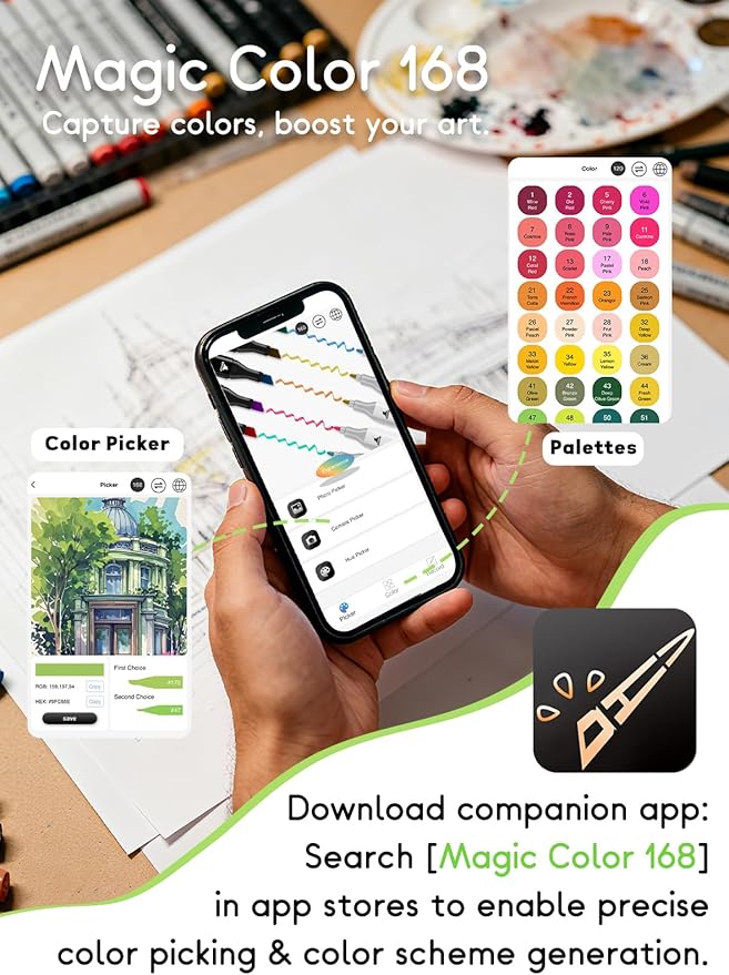 120 Colors Alcohol Markers with Free App, Chisel & Fine Tip Alcohol-Based Marker Set for Adults Kids, Dual Tip Artist Markers for Drawing, Coloring Illustration, Painting and Great Gift Idea