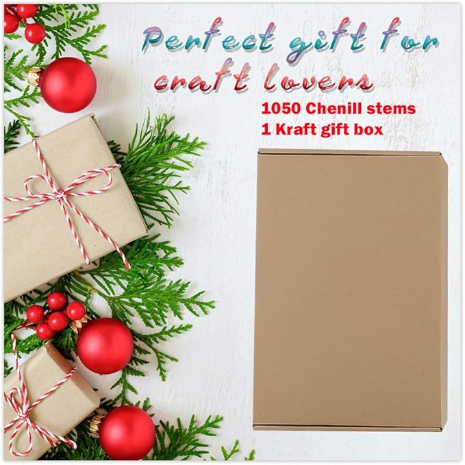 Pipe Cleaners Chenille Stems 1050 Pieces 30 Assorted Colors for Craft Arts Creative DIY Projects Decorations, 6mm x 12inch Fuzzy Colored Chenille Stem Sticks Set Craft Supplies for Kids and Adults