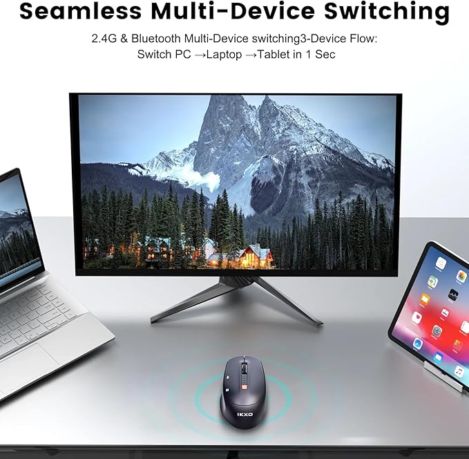 AI Wireless Mouse for PC Laptop Bluetooth Mouse with AI Assistants & Voice Typing 5-Speed DPI Adjustable Ergonomic Design for Office Remote Work High-Performance Device for Professionals Students