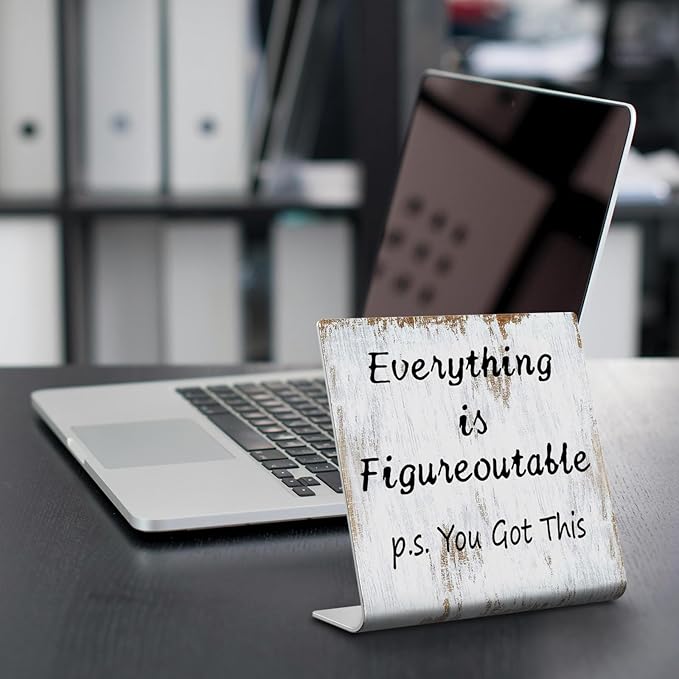 Home Office Desk Decor Everything is Figureoutable P.S. You Got This Gifts For Women Best Friend Encouragement Cheer Up Gifts Inspiration Positive Plaque For Cowoker Motivational Sign XUV122