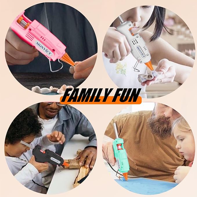 MONVICT 30W Mini Hot Glue Gun Kit, Fast Preheating Glue Gun with Storage Case, 20 Pcs Premium Glue Sticks, 10 Pcs Wood Craft sticks, Hot Melt Glue Gun for School Crafts DIY Arts Gift (Black)