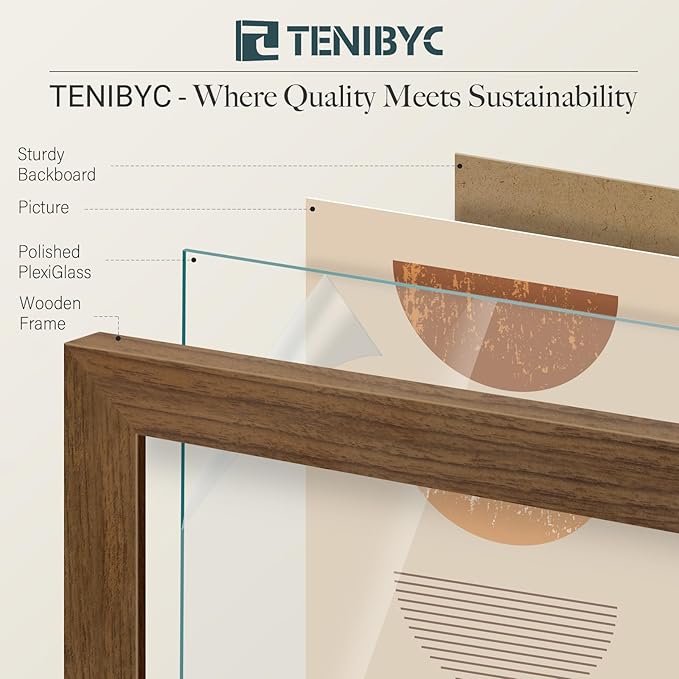 16x24 Wood Frame - 4 Pack, Brown Wood Grain, Display 16x24 or 24x16 Photos, Posters and Puzzles, Picture Frame for Wall