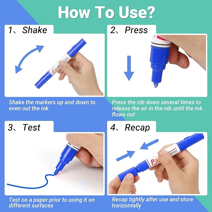 Oil Based Paint Markers, 8 Colors Dual Tip Permanent Paint Pens Paint Markers(0.7mm & 3mm), Waterproof Paint Pen for Rock Painting, Metal Wood Glass Stone Canvas Mugs Fabric Plastic