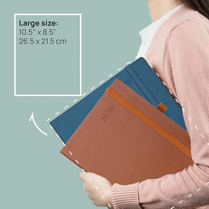 POPRUN Monthly Planner 2025-2026 (Large- 8.5" x 10.5" Soft Cover), 18-Month Calendar Book (Jul.2025-Dec.2026), Calendar Planner with Monthly Tabs & Pocket, 100 GSM Paper - Purple