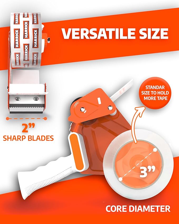 Clear Packing Tape 1.88 inch - Metal Package Tape for Home & Office - Strong & Durable Shipping Packaging Tape - Clear Packaging Tape Dispenser Heavy Duty - 1 Roll / 1 Tape Gun / 54.5 Yards