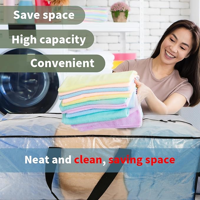 6 Pack Heavy Duty CLear Moving Bags, Large CLear Storage Bags for College Dorm Room Essentials, Alternative to Moving Boxes, Compatible with IKEA Frakta Cart