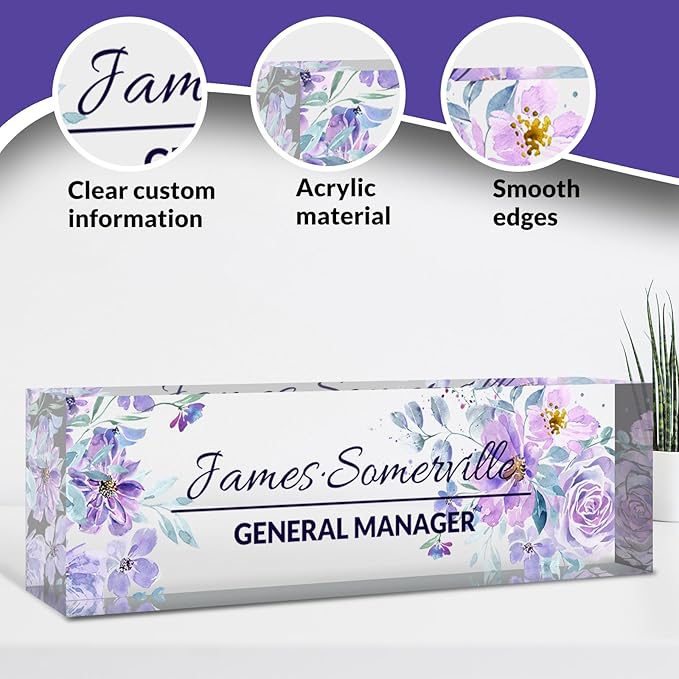 Desk Name Plate Personalized, Custom Name Plate for Desk, Acrylic Desktop Accessories, Office Gift & Decor for Women Men, Teacher Nurse Boss Employee Appreciation Gifts