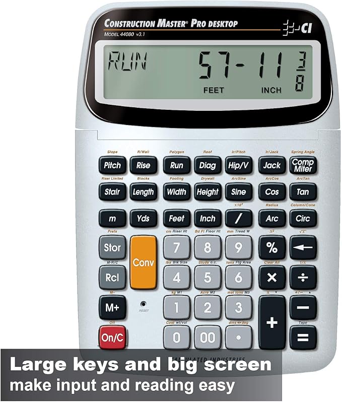 Calculated Industries 4065 Construction Master ProCalculator & 44080 Construction Master Pro-Desktop Advanced Construction Math Feet-Inch-Fraction Calculator with Trig Tool