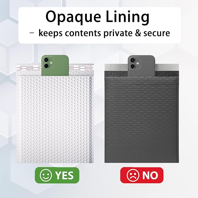 30 Pack 8.5x12" Poly Bubble Mailers, White Self Seal Padded Envelopes, Waterproof Lightweight Mailing Shipping Bags Bulk for Thick Books, Clothes, Holiday Gifts, Business Packaging ﻿