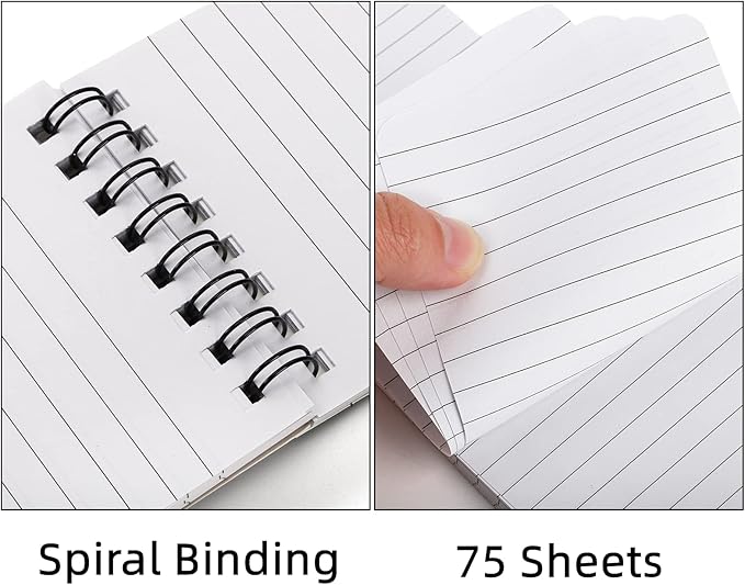 Hacaroa 30 Pack Top Spiral Memo Pads, 3"x5" Lined Pocket Notebook Mini College Ruled Paper, Wirebound Small Steno Pads for Home, School, Office, 75 Sheets, Assorted Colors