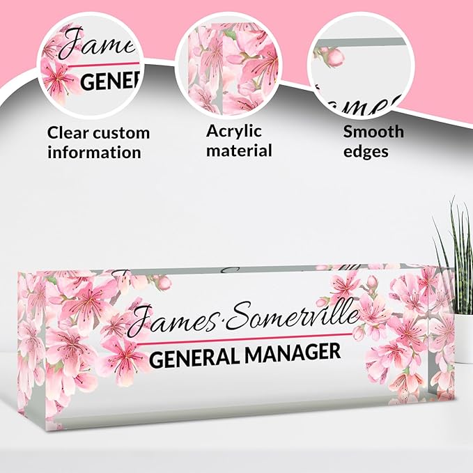 Desk Name Plate Personalized, Custom Name Plate for Desk, Acrylic Desktop Accessories, Office Gift & Decor for Women Men, Teacher Nurse Boss Employee Appreciation Gifts