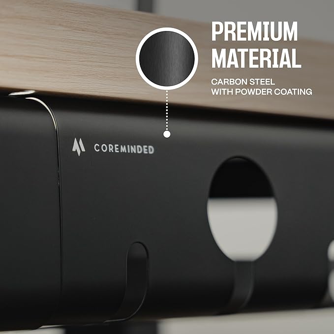 No-Drill Under Desk Cable Management Tray - 2-Pack Wire & Cord Organizer - Standing Desk Cable Management - Power Strip Holder - M