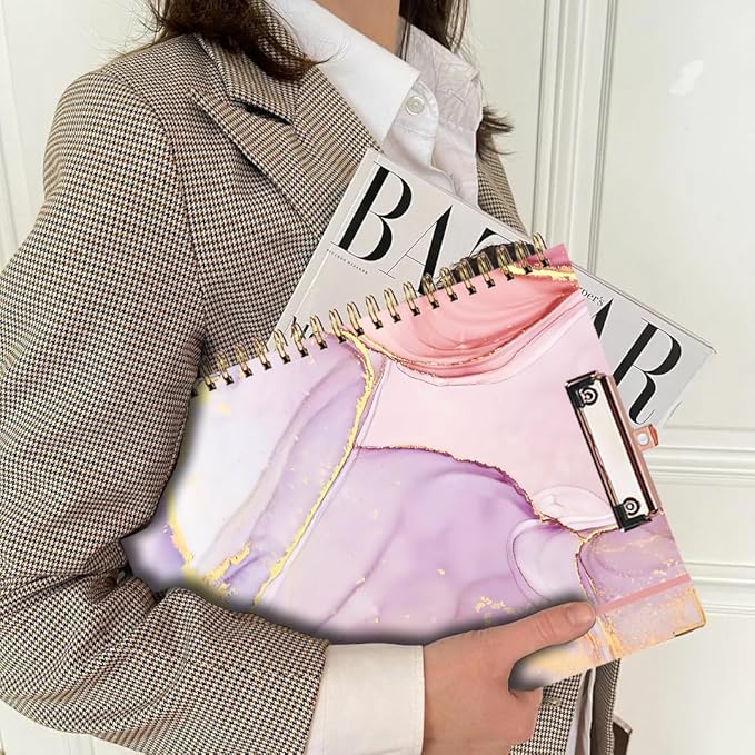 Lateefah Clipboard with Storage, File Folders with Pockets, Nursing Clipboard with Label Stickers and Notepad, Spiral Clip Board with Pen Loop for School, Office Supplies