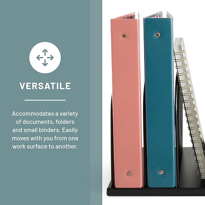 Safco Onyx Desk Organizer, 5 Tiered Vertical Compartments, Office and Classroom Mailbox , Paper and Mail Sorter, Steel Mesh, Black