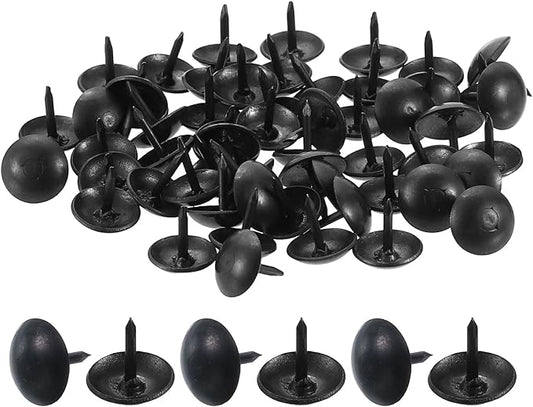 uxcell 50 Pcs Upholstery Tacks, 9 x 9mm Round Head Upholstery Nails Pins Vintage Decorative Furniture Tacks for Chairs Sofas Beds DIY Project, Black