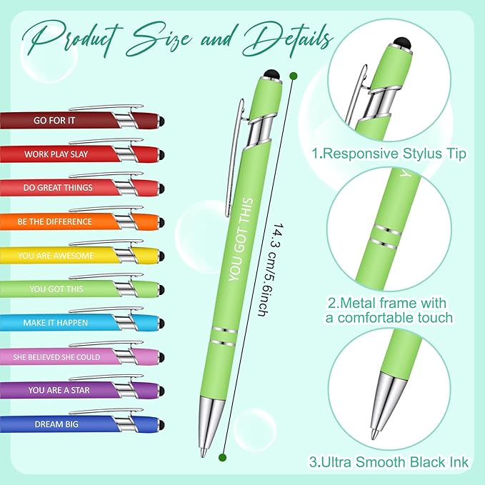 Geyee 24 Pcs Inspiration Sticky Notes with Funny Pens Fun Notepads for Adults Coworkers Nurse 3 x 4 Inch to Do List Notepads with Sayings Pen for Lab Week Gifts Teacher Office Supplies