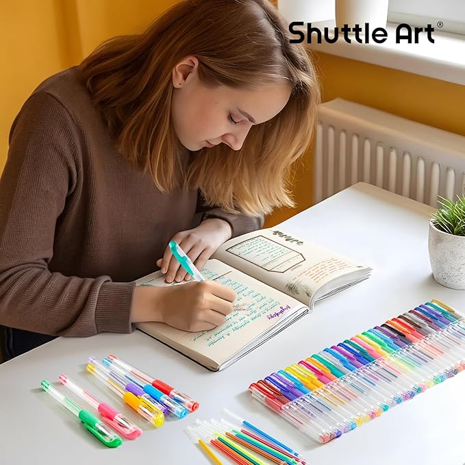 Shuttle Art Gel Pens, 60 Pack Gel Pen Set 30 Colored Gel Pen with 30 Refills for Adults Coloring Books Drawing Doodling Crafts Scrapbooking Journaling