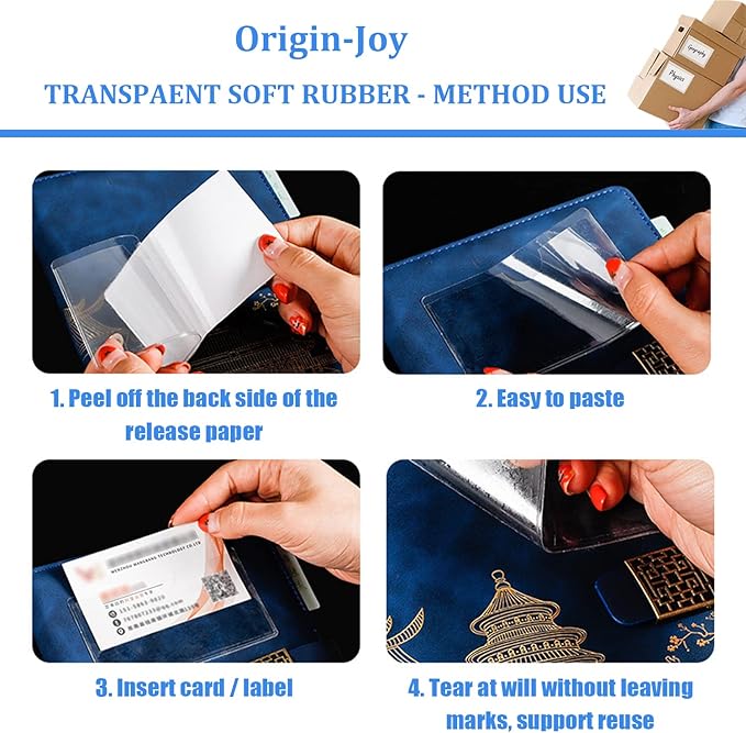 Origin-Joy 25 PCS Self-Adhesive Index Label Pockets, Clear Plastic Peel & Stick Card Holders with Top Open for Loading (2 x 1.75 inch)
